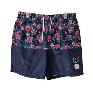 NWT‎ MOSMANN AUSTRALIA Size XL  Lined Navy Floral Swim Trunks 7" Inseam Pockets
